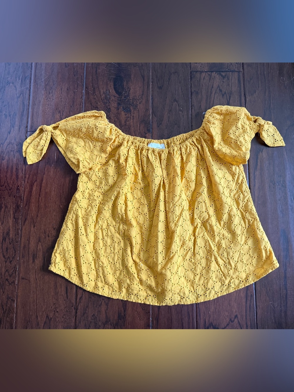 Universal Thread Mustard Eyelet Off-Shoulder Top